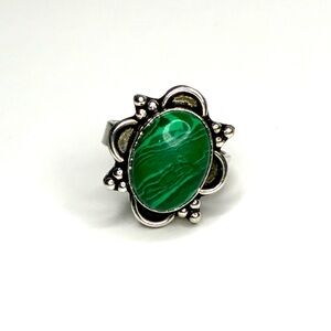 Malachite Oval Cabachon Handcrafted Sterling Ring